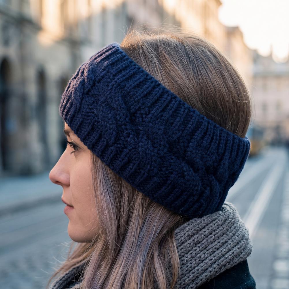 Fleece Ear Warmer Band - Kadınlar için Kışlık Örgü Saç Bandı,