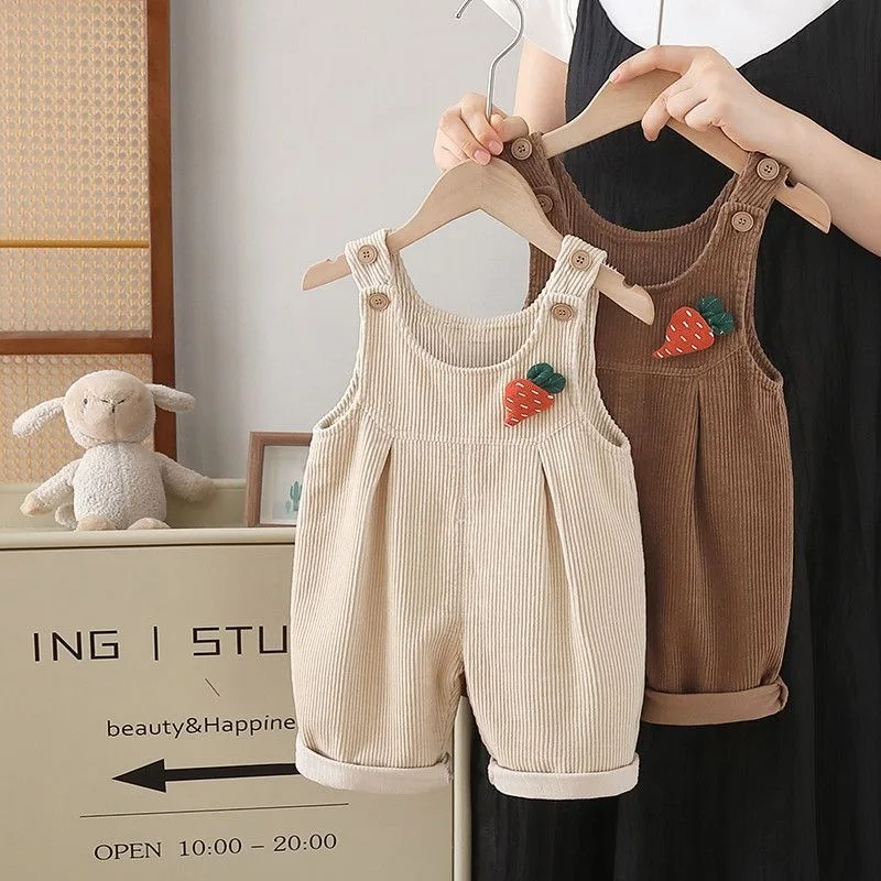 Corduroy Pant Warm - 1-4Y Sonbahar Bebek Askılı Pantolon, Sevimli